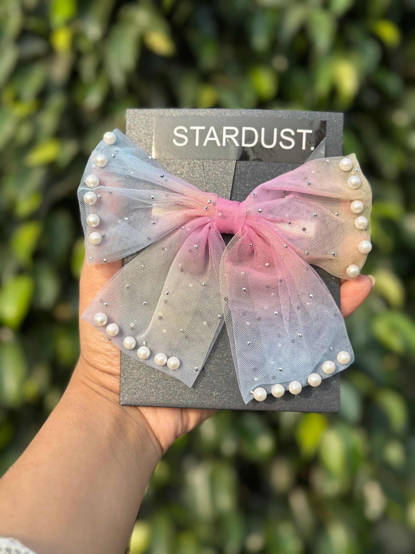 Rhinestone and Pearl Studded Shaded Net Bows🔥