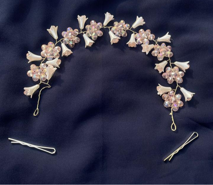 Powder Pink Crystal and Tulip Headpiece🔥
