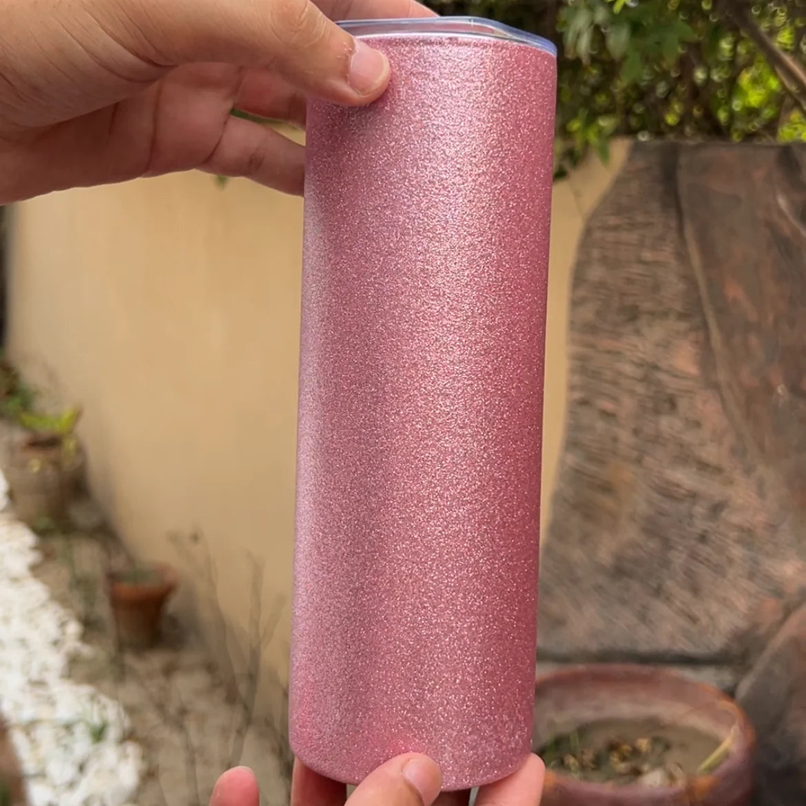 Glitter Sublimation PINK Straight Tumbler 600ml🔥