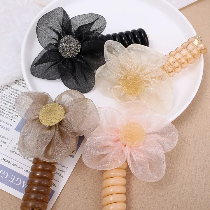 Organza Flower Styling Hair Spiral(single)
