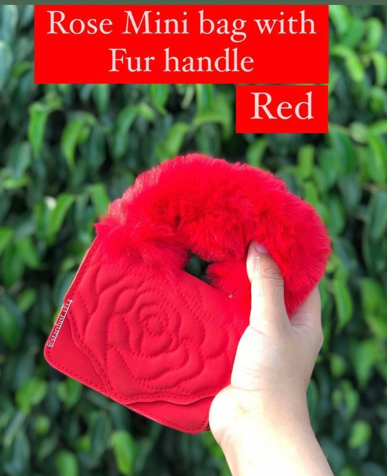 Red Rose Mini Purse with Fur Handle🔥