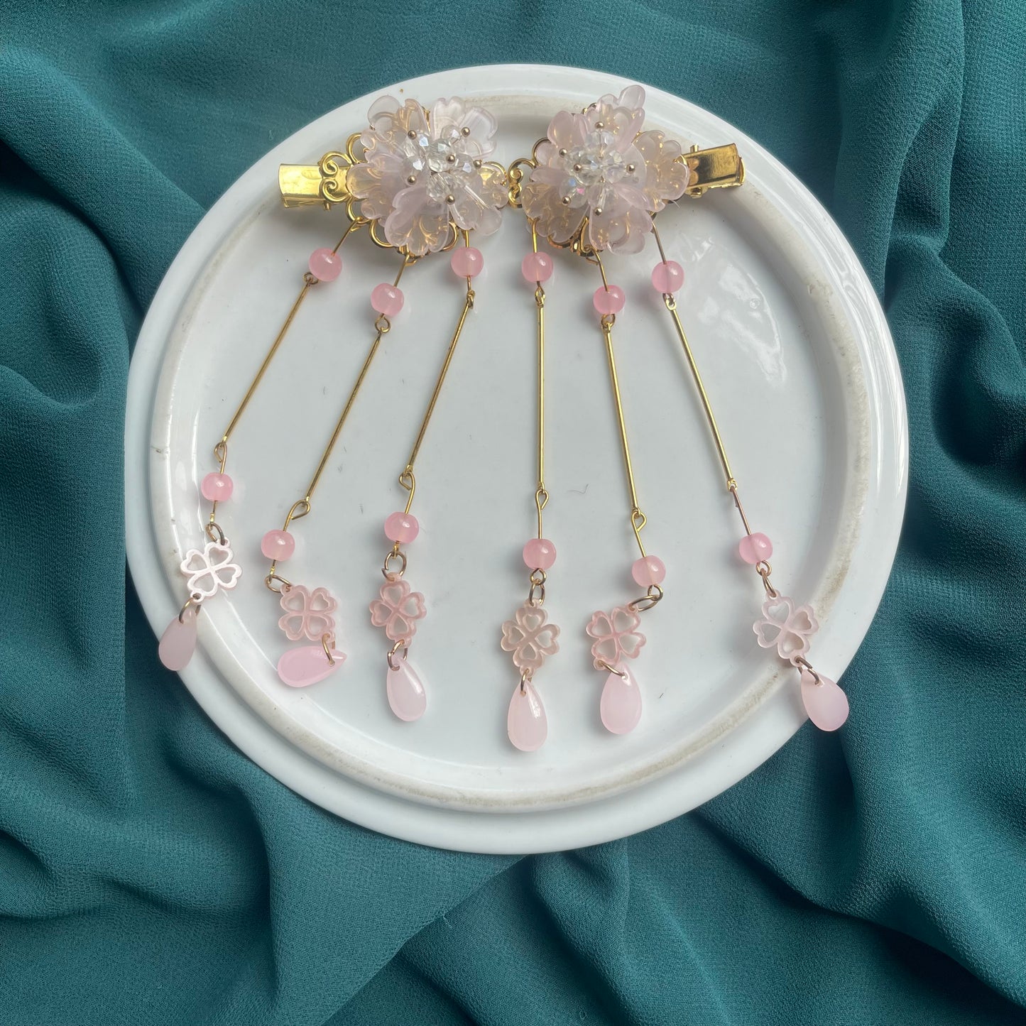 Long Hanging Acrylic Flower Clipon Pairs