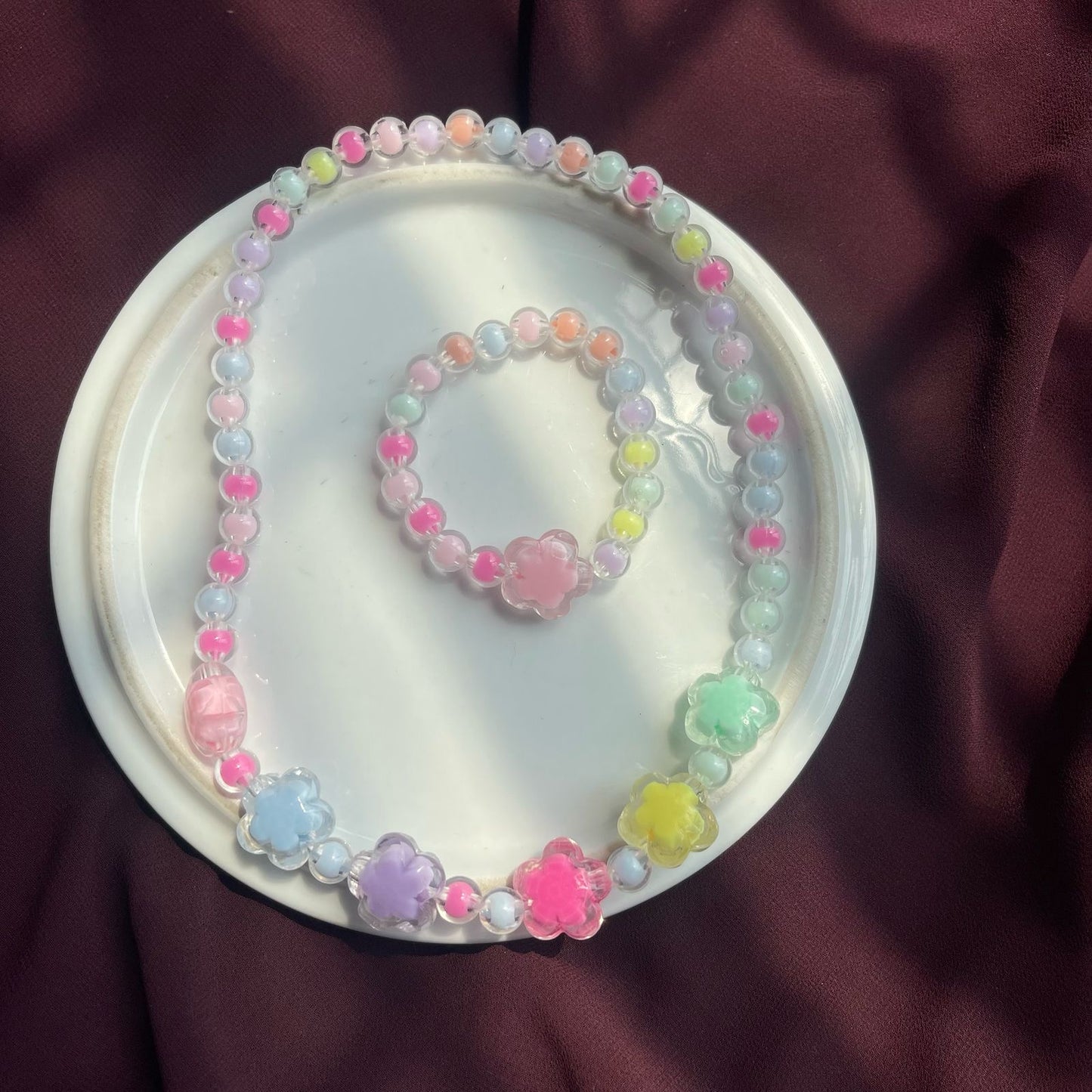 Beaded Necklace and Bracelet Set