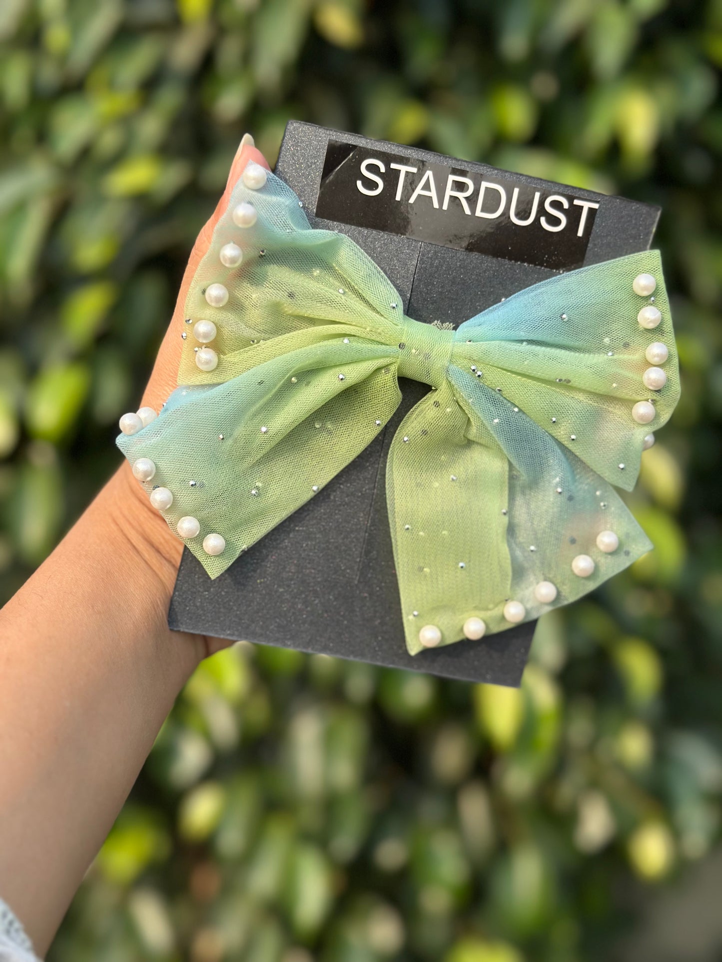 Rhinestone and Pearl Studded Shaded Net Bows🔥