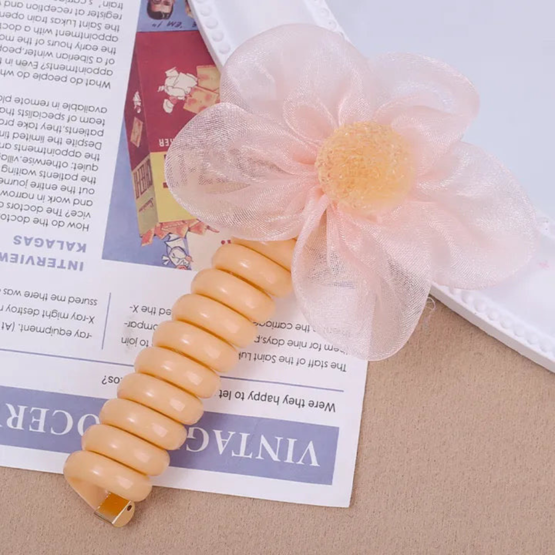 Organza Flower Styling Hair Spiral(single)