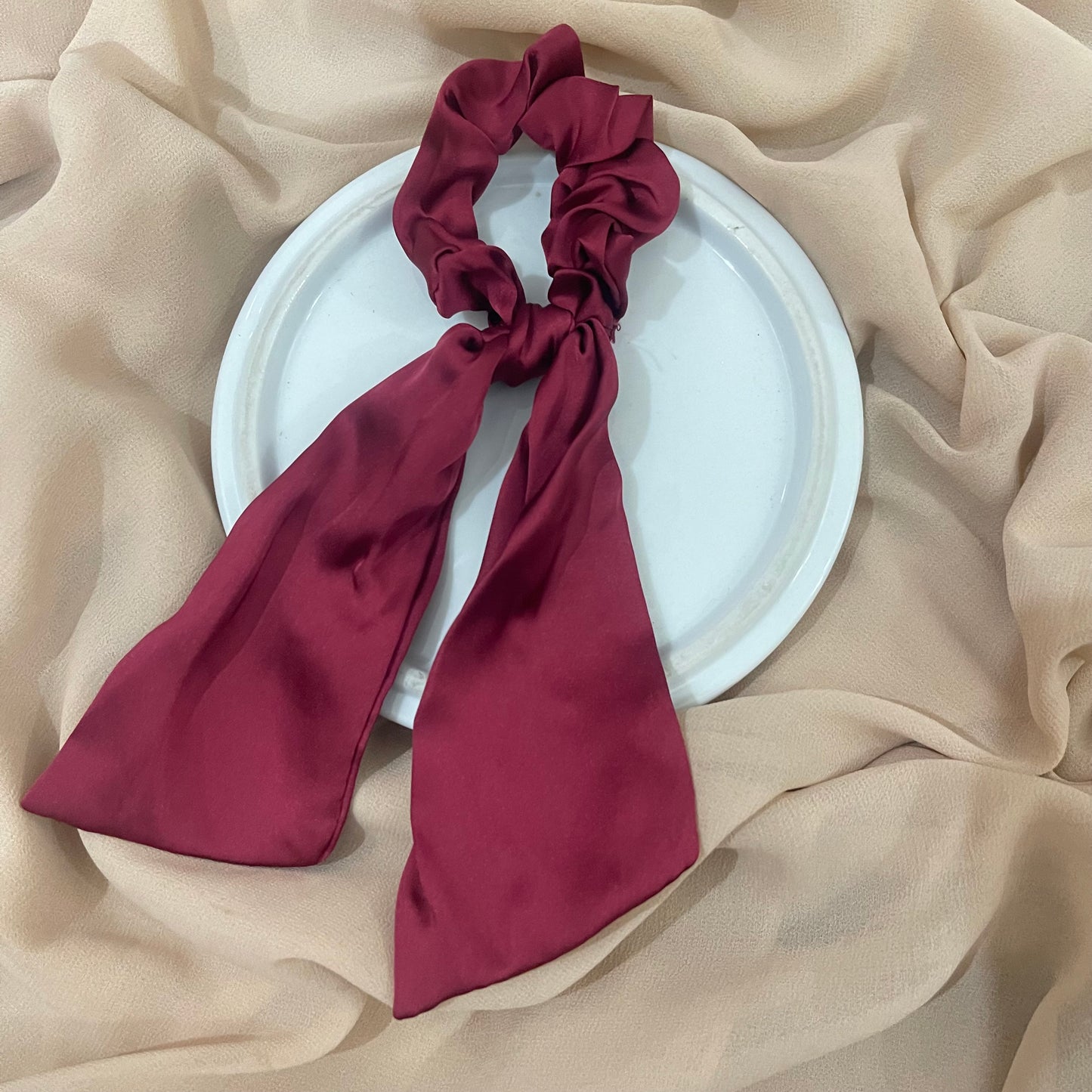 Silk tail scrunchies