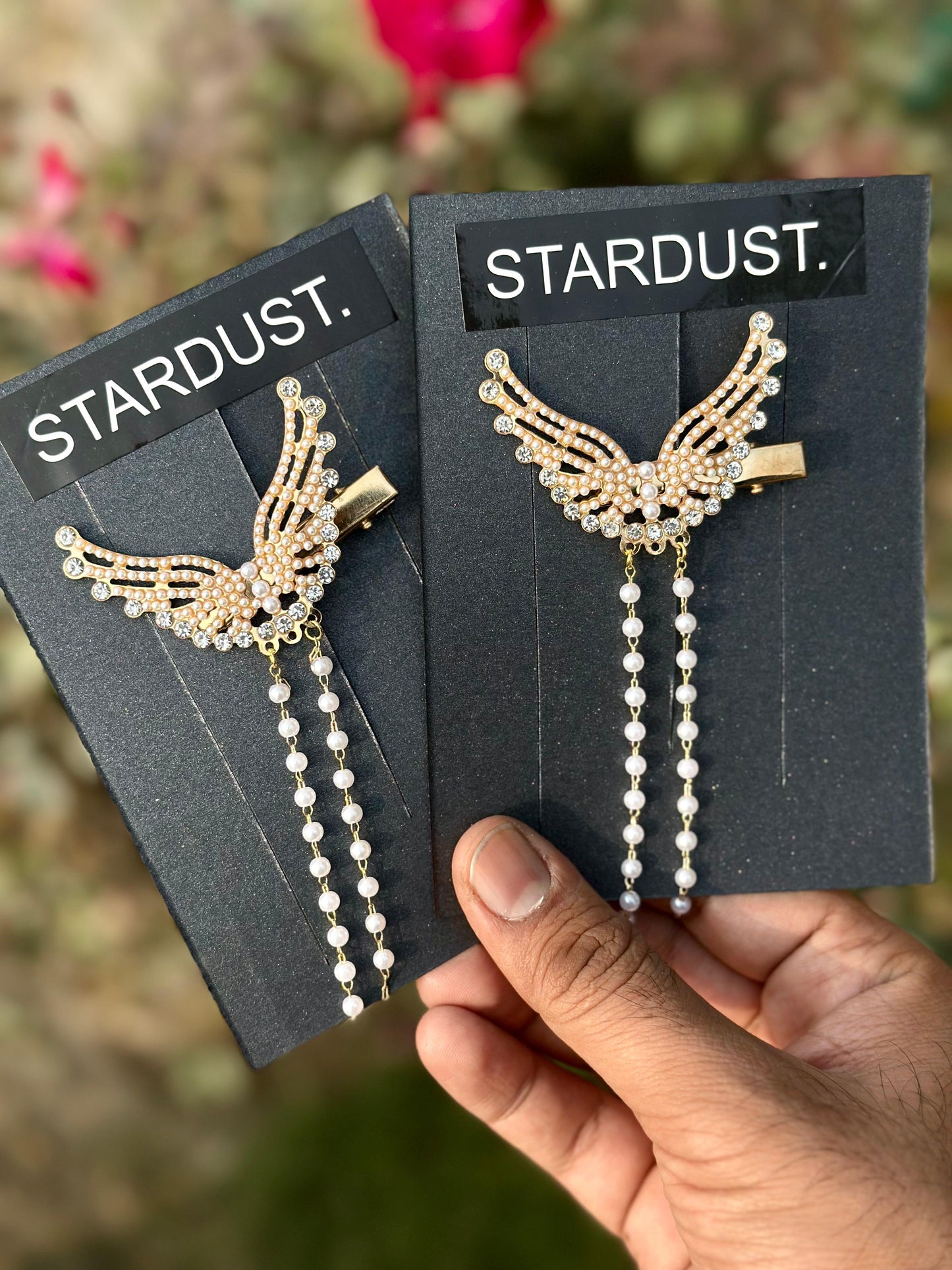 Angelwing tassel hairclip pairs
