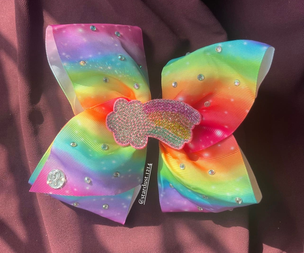 Rainbow Jojo Siwa Bow with Rhinestone Topper