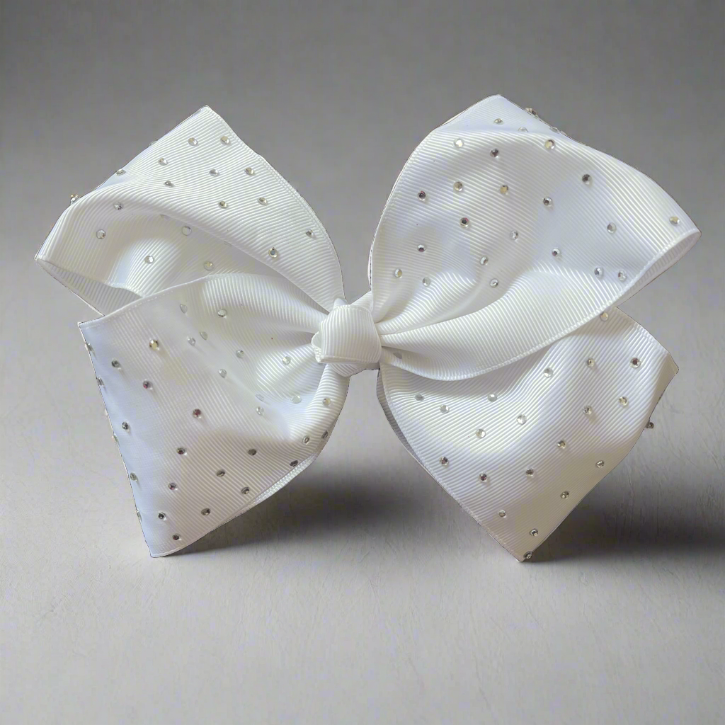 Rhinestone studded WHITE bow
