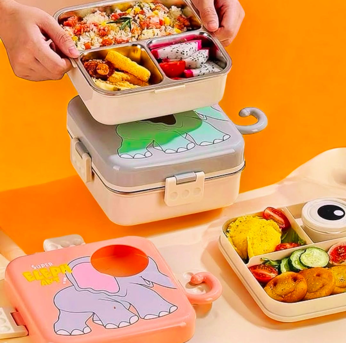 Dino Safari🦖 🐘 🦁 Carnival 🎪 Animal-Themed Bento Metal Lunchboxes Spill Free🔥