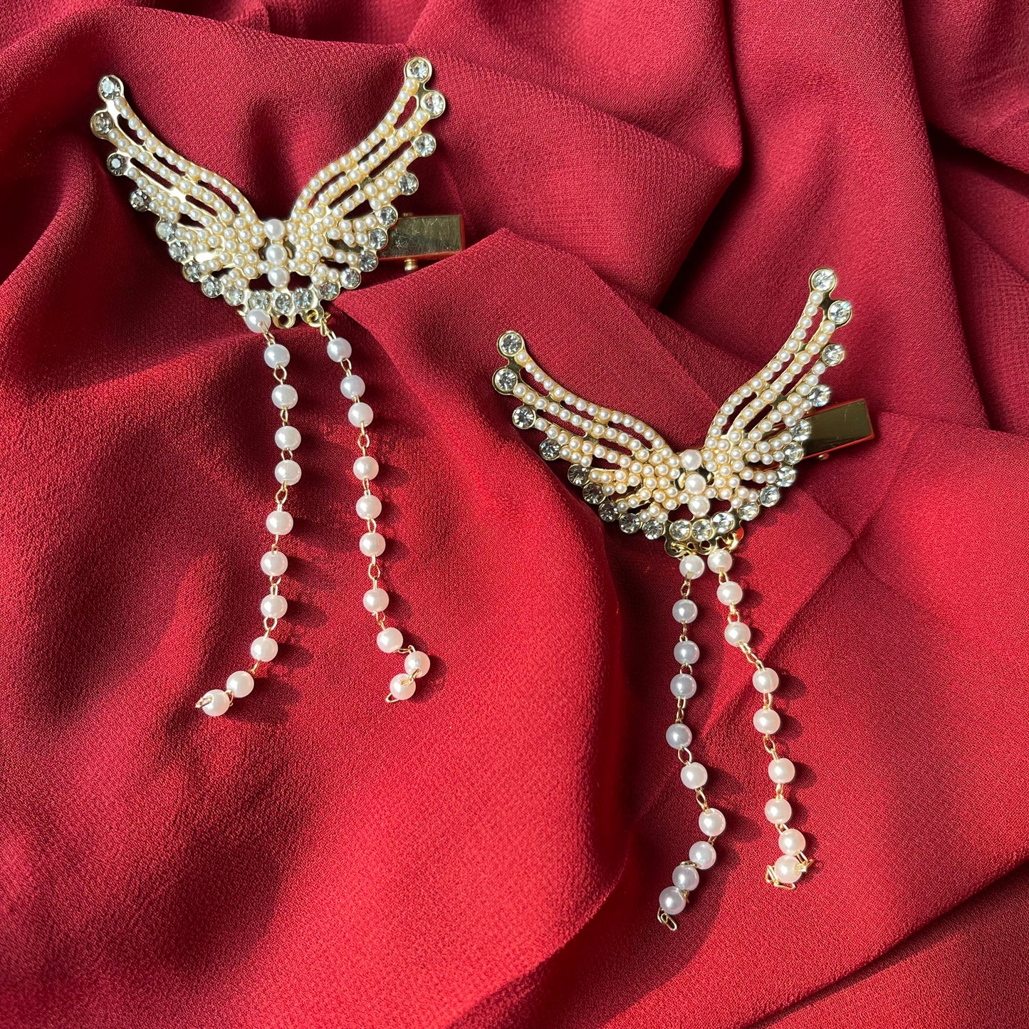 Angelwing tassel hairclip pairs