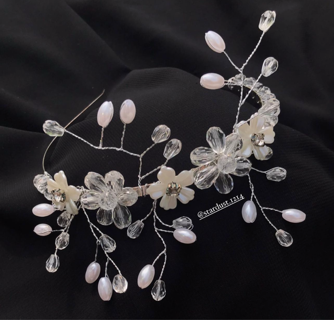 Silver Crystal Pearl Hairband🔥