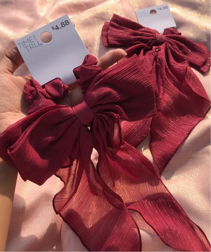TIME AND TRU Maroon Shimmery Crinkle Scarf Scrunchie🔥