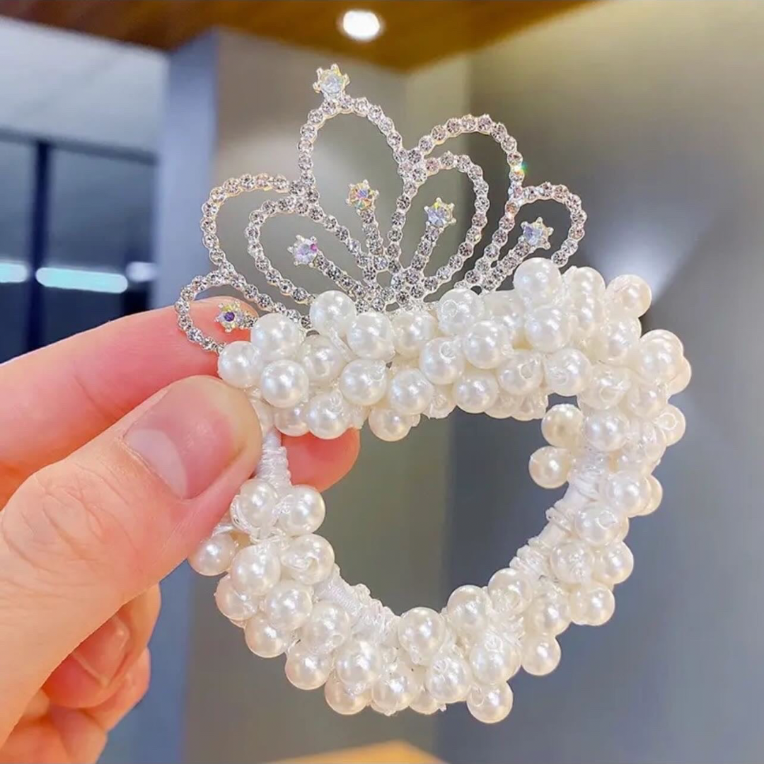 Rhinestone Tiara Pearl Hairties