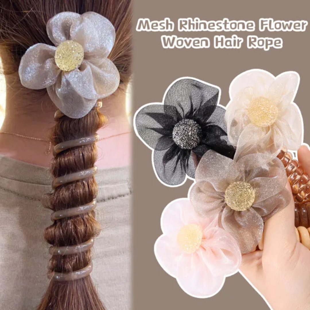 Organza Flower Styling Hair Spiral(single)