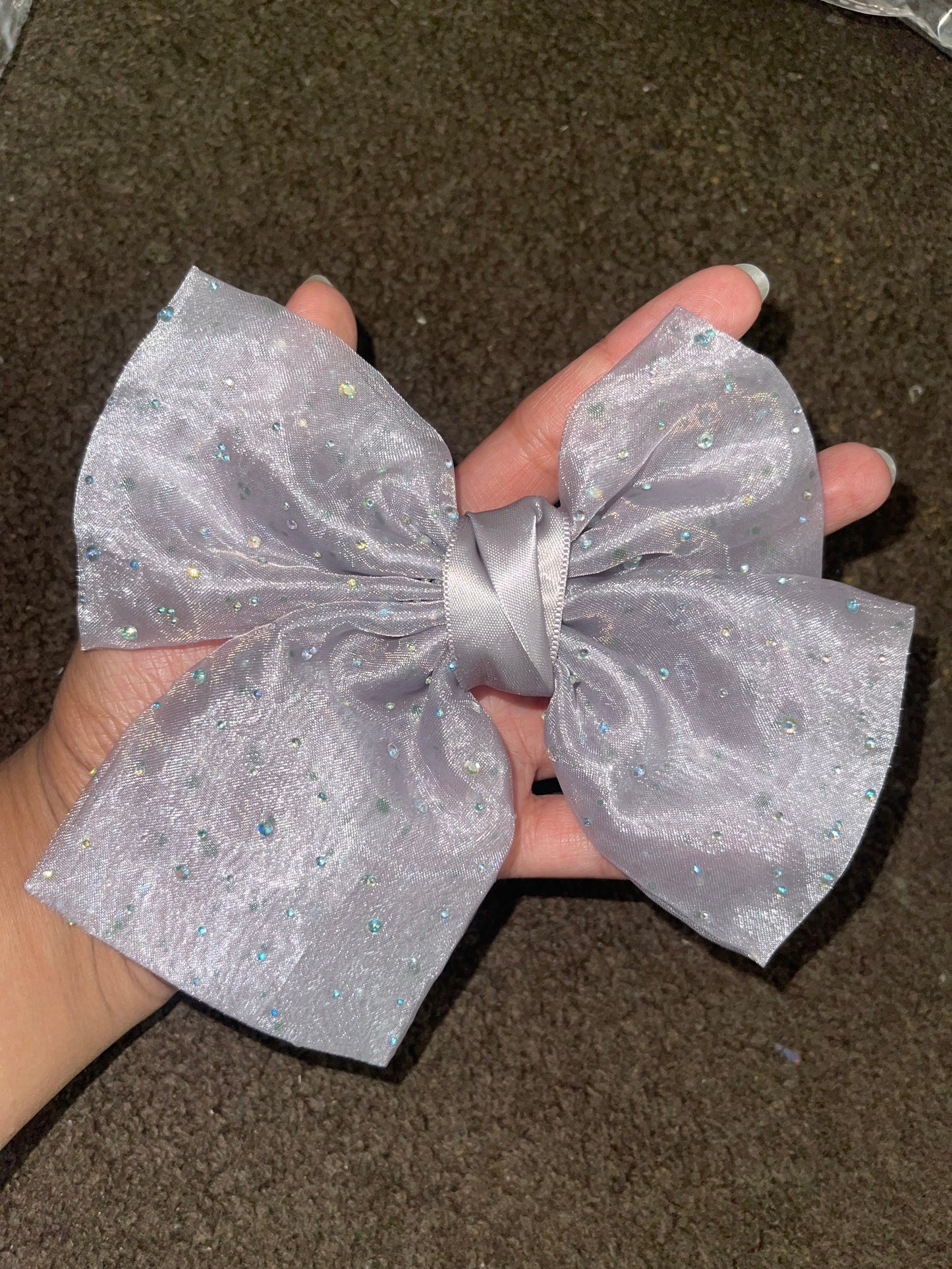 Rhinestone Studded Formal Organza Large Bows