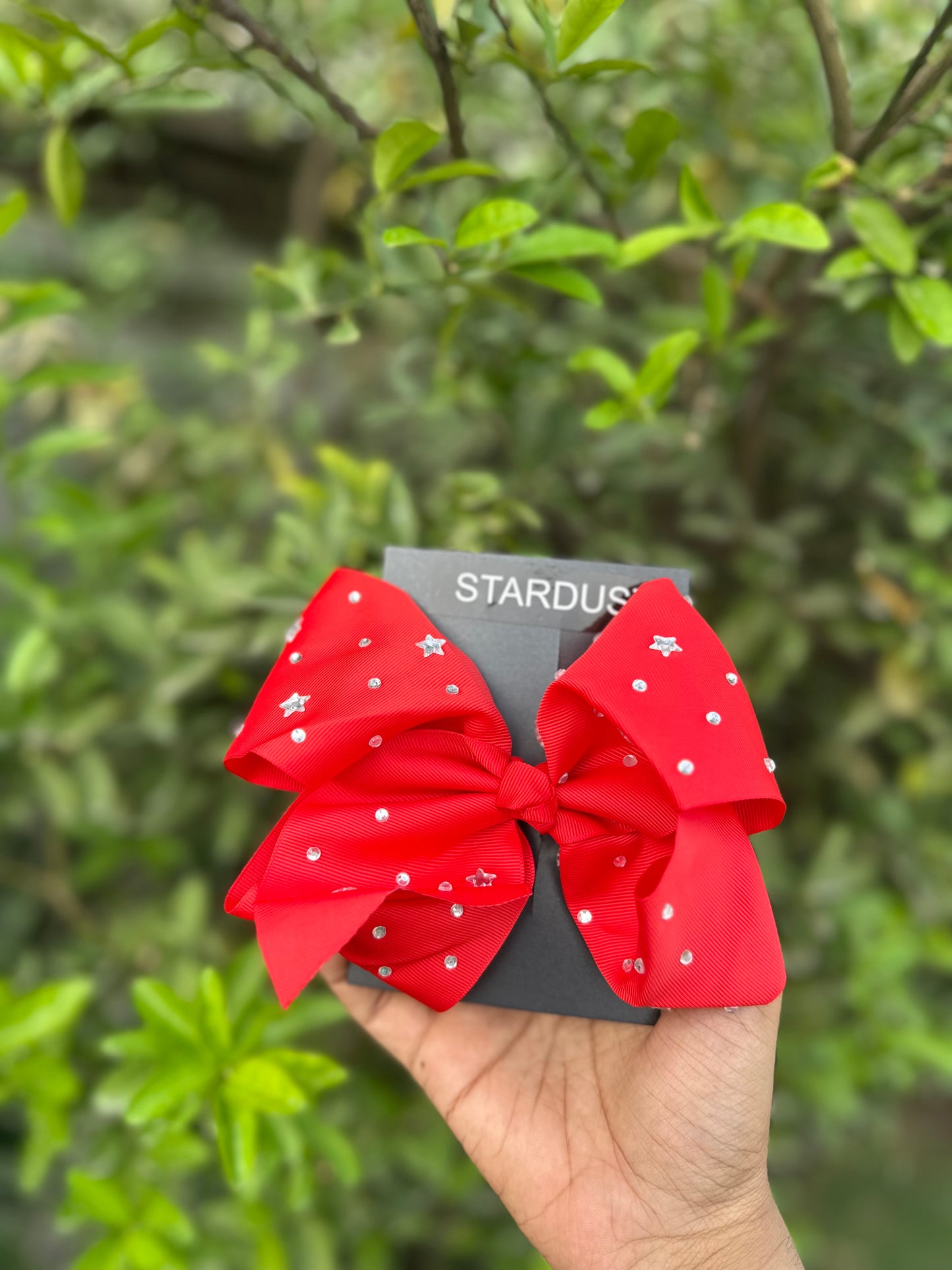 Rhinestone studded Red Bow
