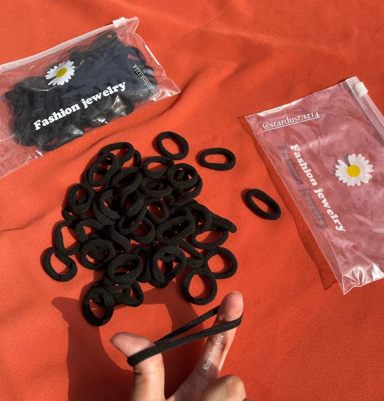 Daisy Ziplock BLACK Hairties Pouch