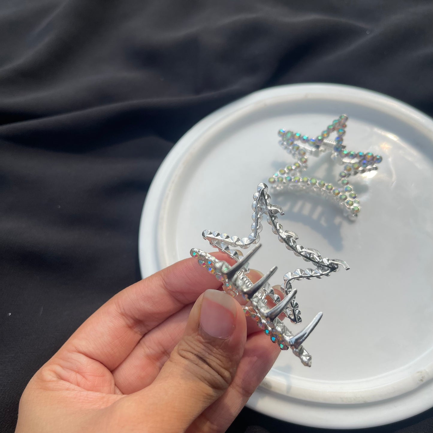 Rhinestone Studded Metallic STAR Claw