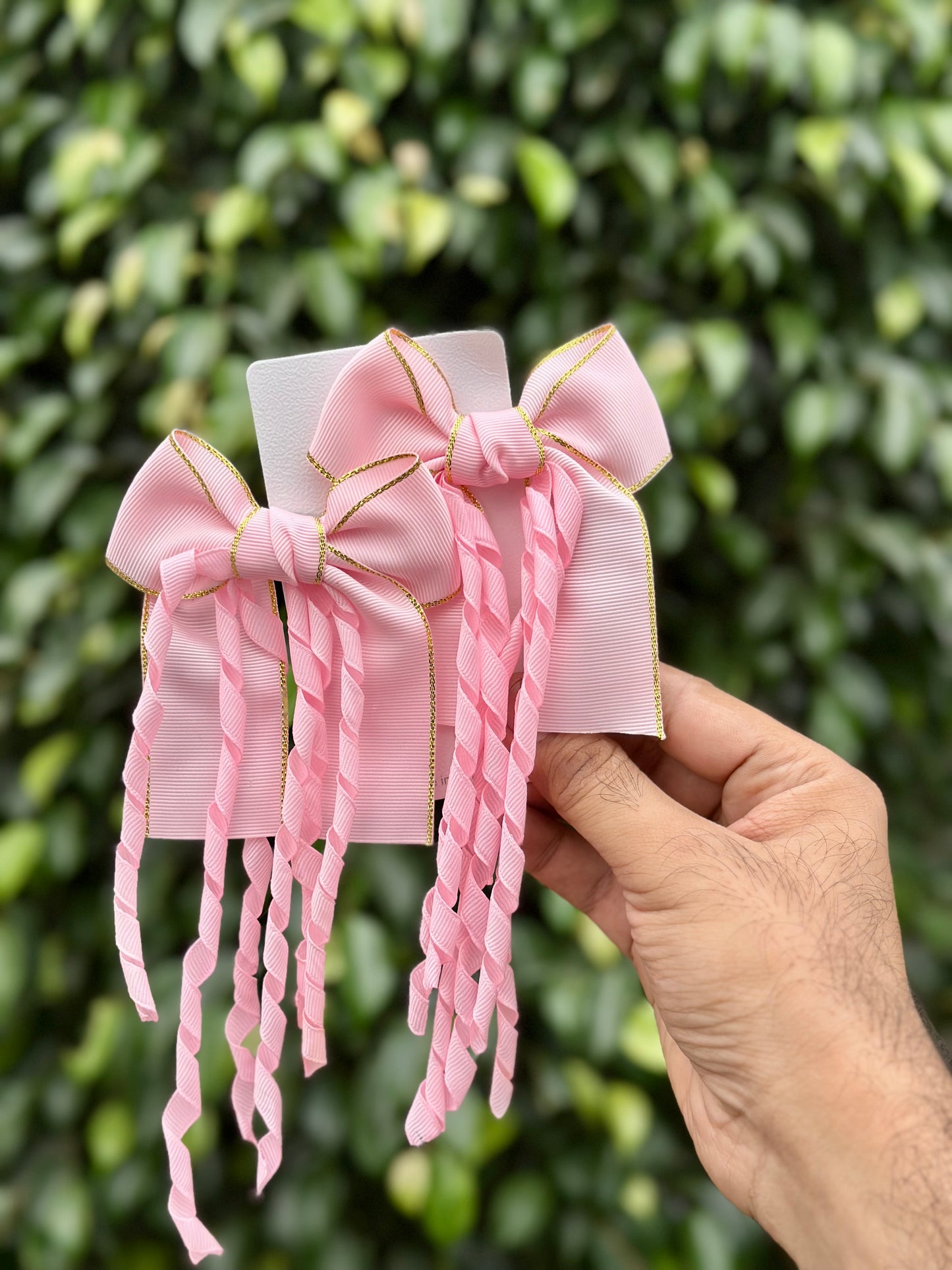 Long Spiral Hanging Bow Clipon Pairs with Gold Edging🔥
