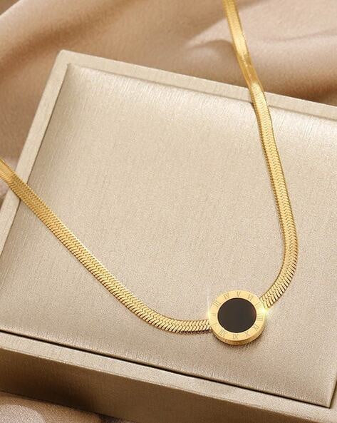 Roman Numeral Snake Chain Necklace & Earstud Stainless Steel Set🔥