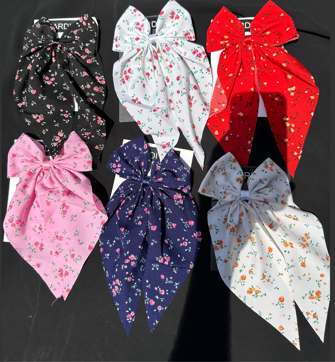 Floral Print Hanging Bow Clips