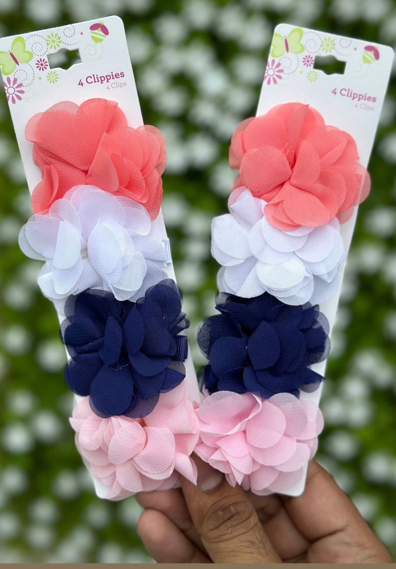 Pack of 4 chiffon flower clipons