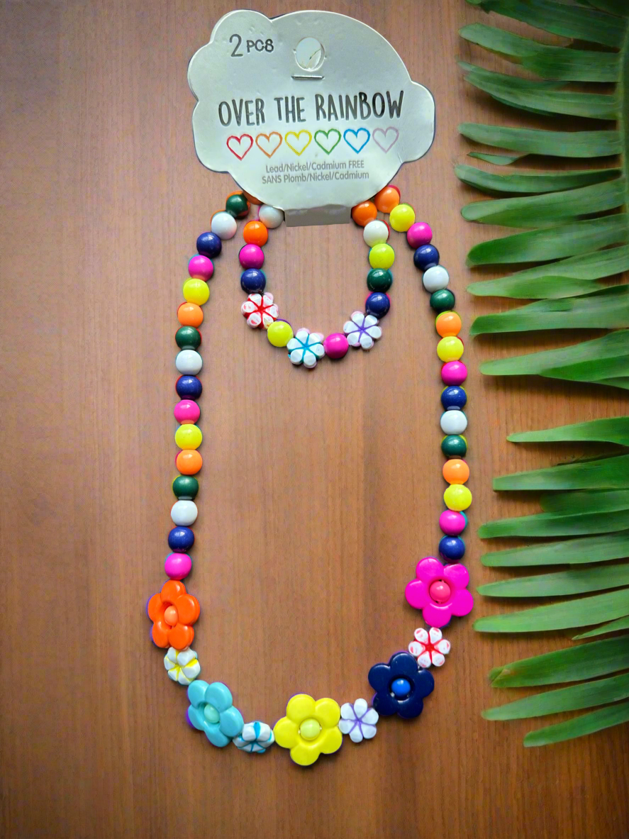 Flower Beaded Vivid Necklace and Bracelets Duo🔥