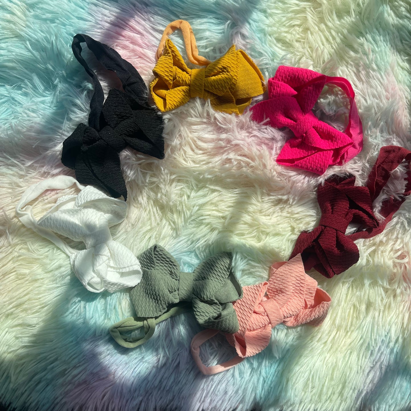 Waffleknit bow infant headbands pack