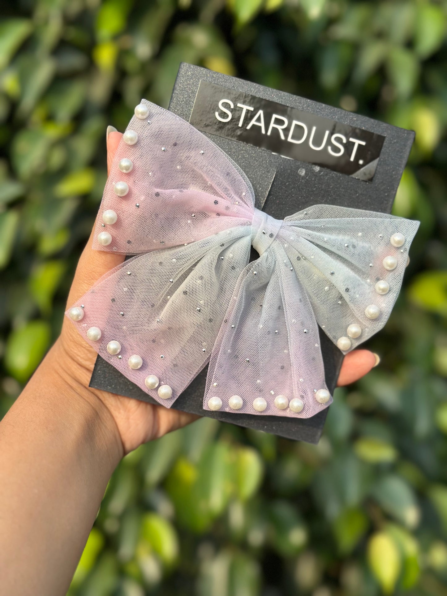 Rhinestone and Pearl Studded Shaded Net Bows🔥