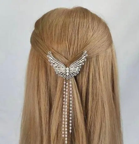 Angelwing tassel hairclip pairs