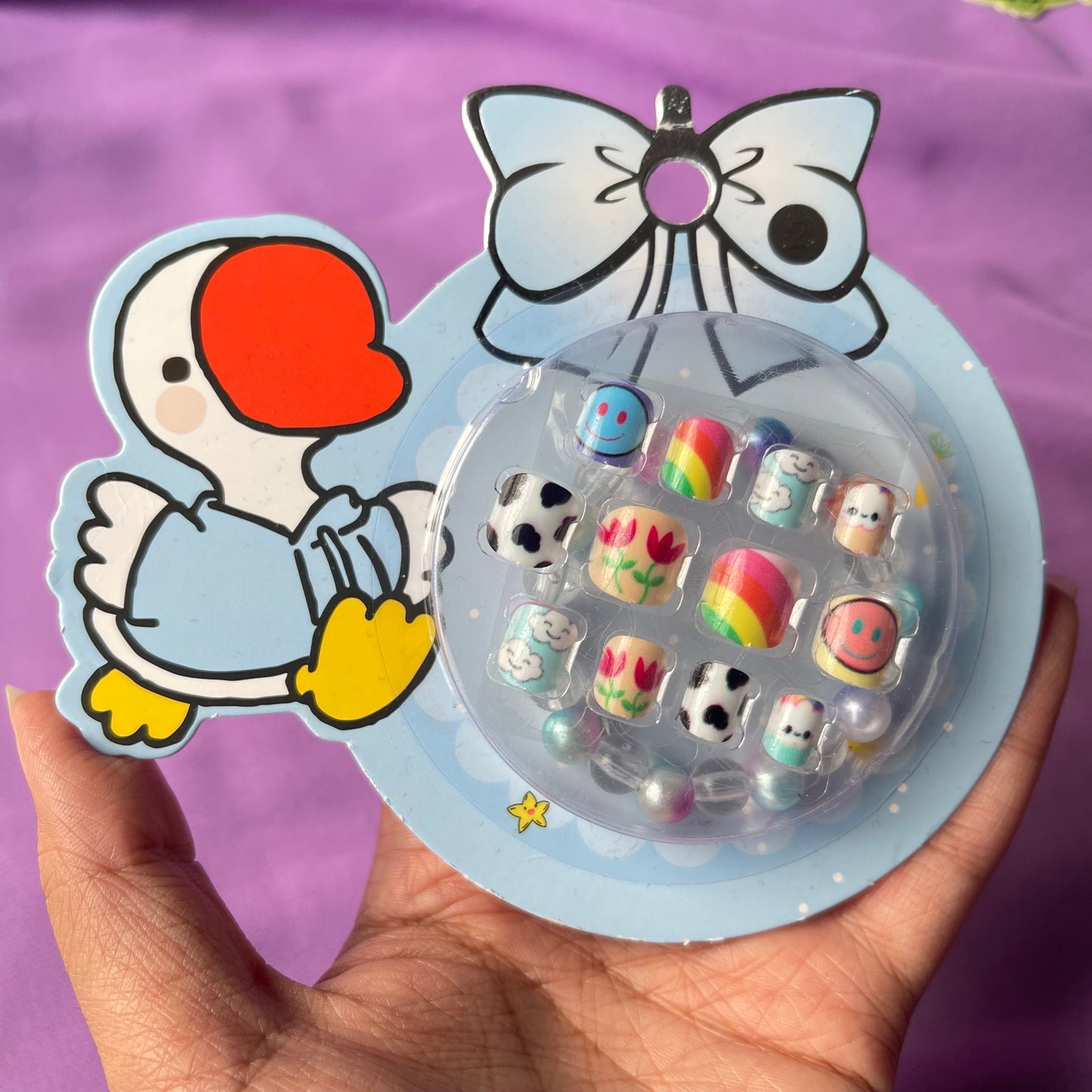Kids nails with adhesive tabs and bracelet🔥