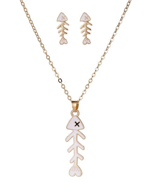 Fish Skeleton Jewellery Set