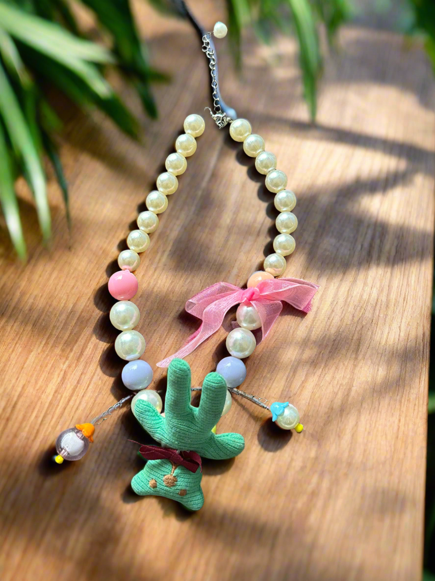 Pearl Necklace with Teddy Bear Charm🔥