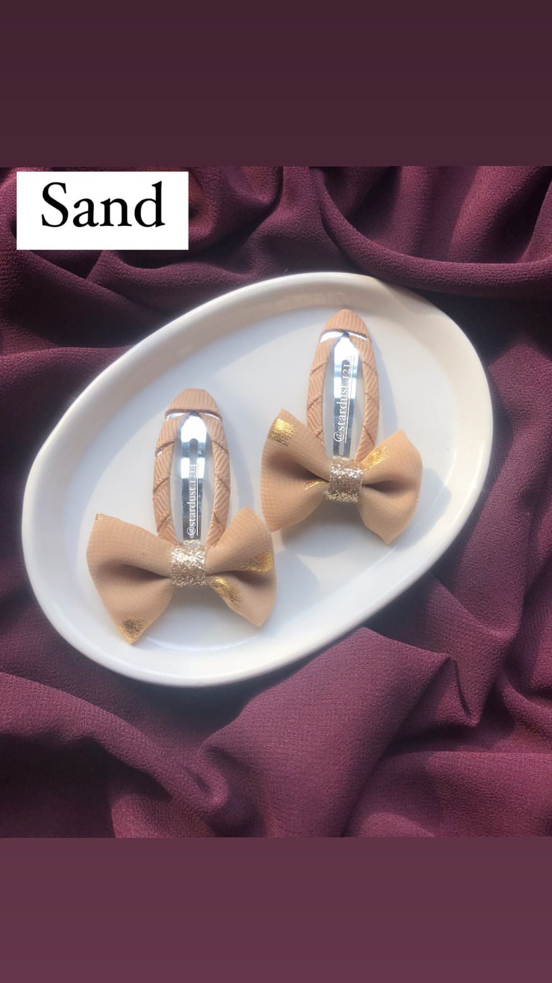 Foil Printed Chiffon Bow Snapclip Pairs