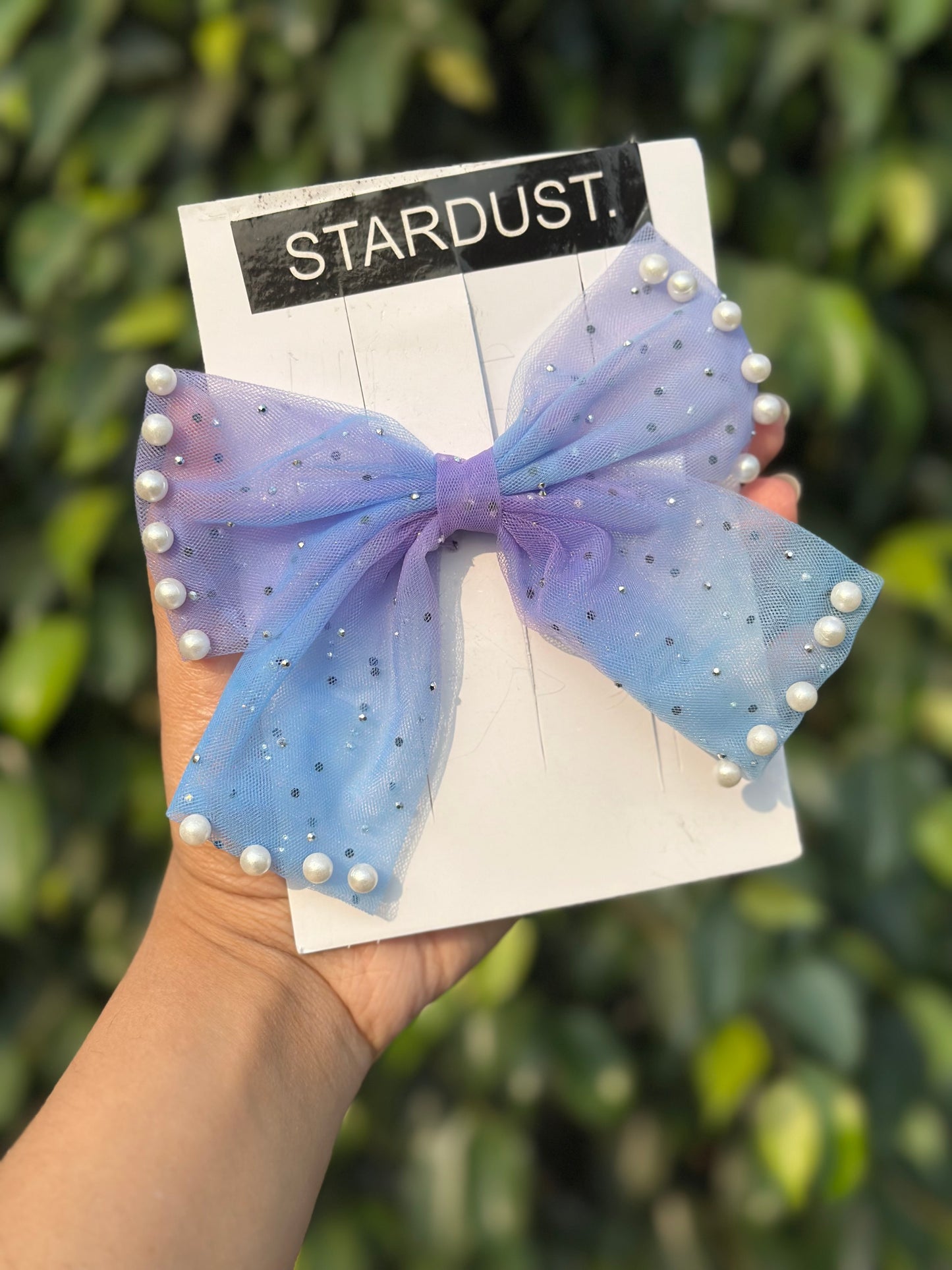 Rhinestone and Pearl Studded Shaded Net Bows🔥
