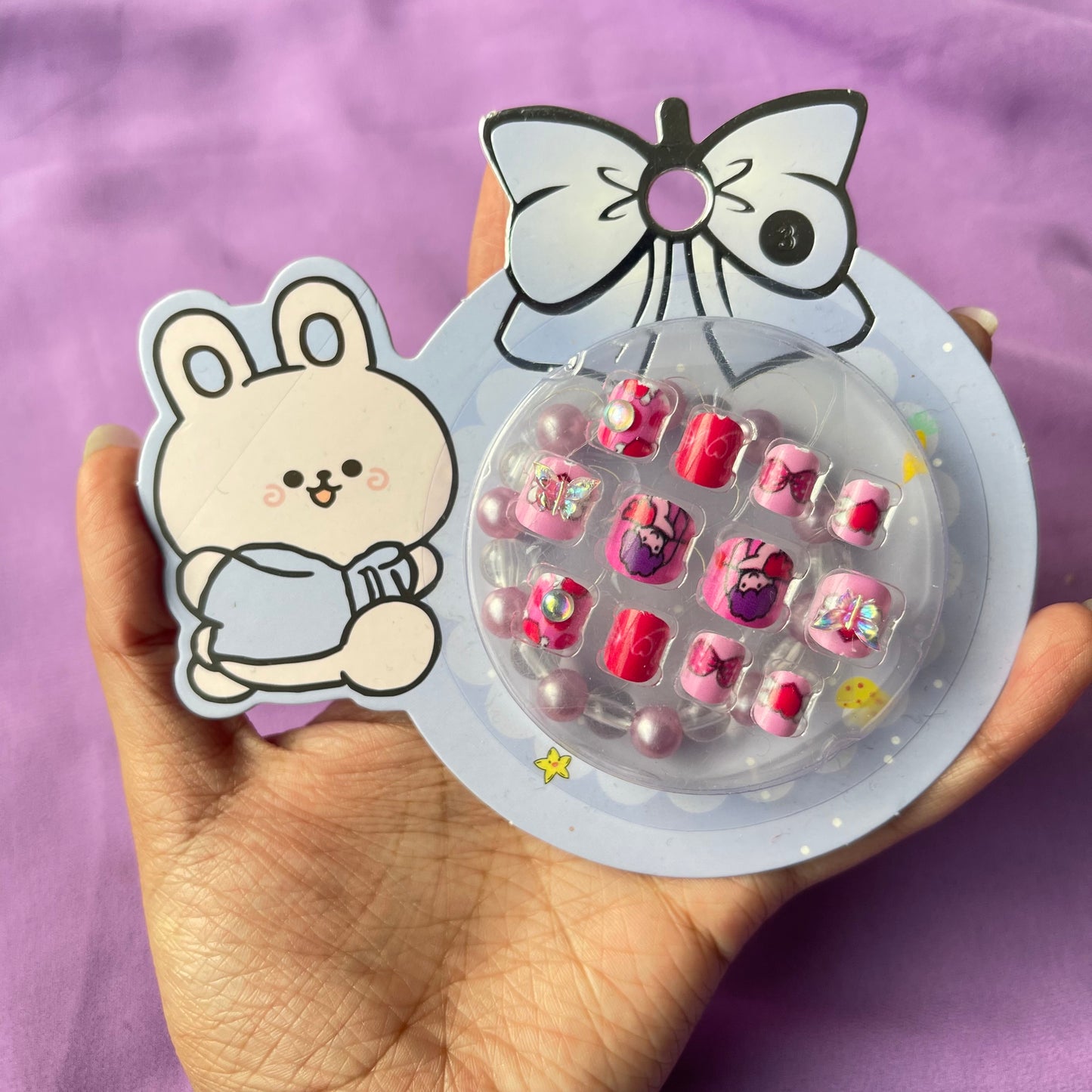 Kids nails with adhesive tabs and bracelet🔥