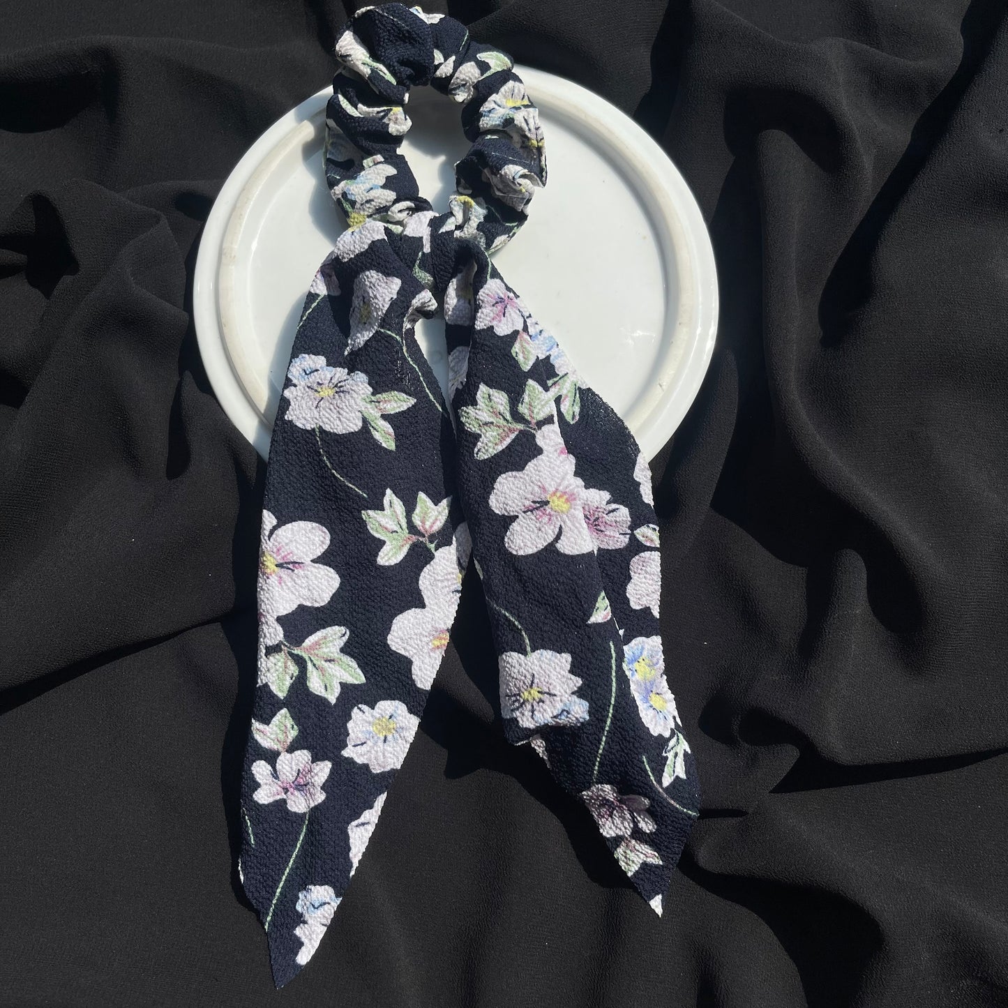 Long tail fabric Scrunchies floral print