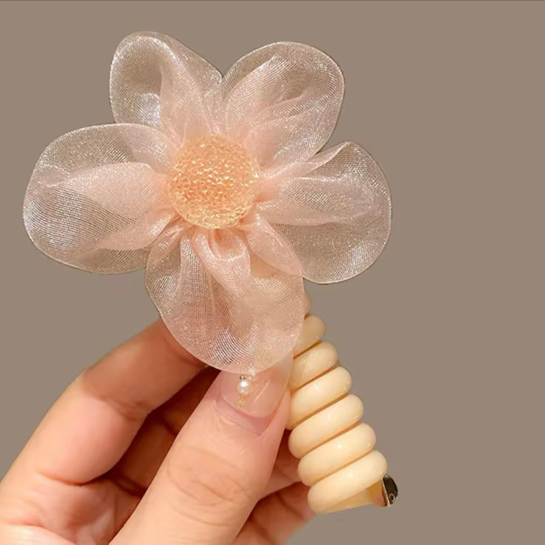 Organza Flower Styling Hair Spiral(single)