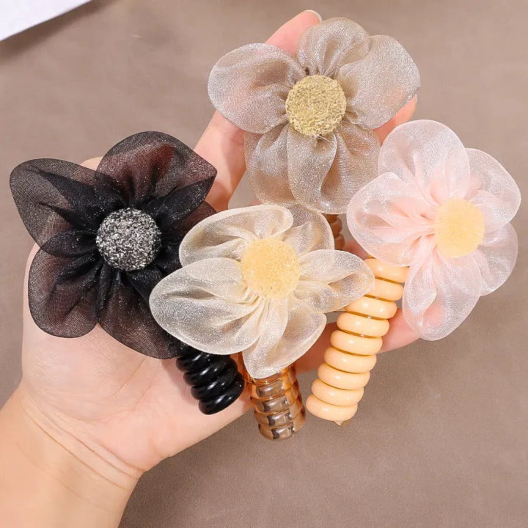 Organza Flower Styling Hair Spiral(single)