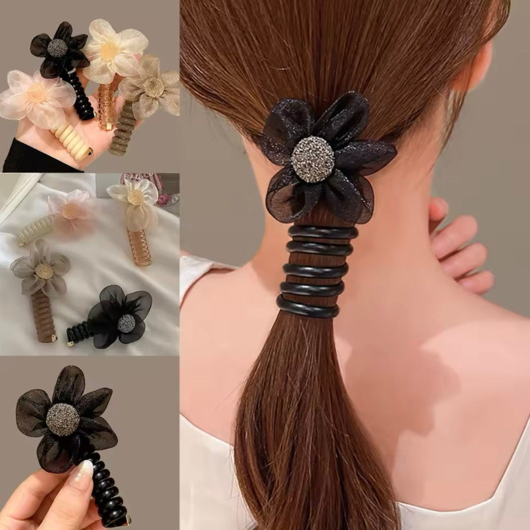 Organza Flower Styling Hair Spiral(single)