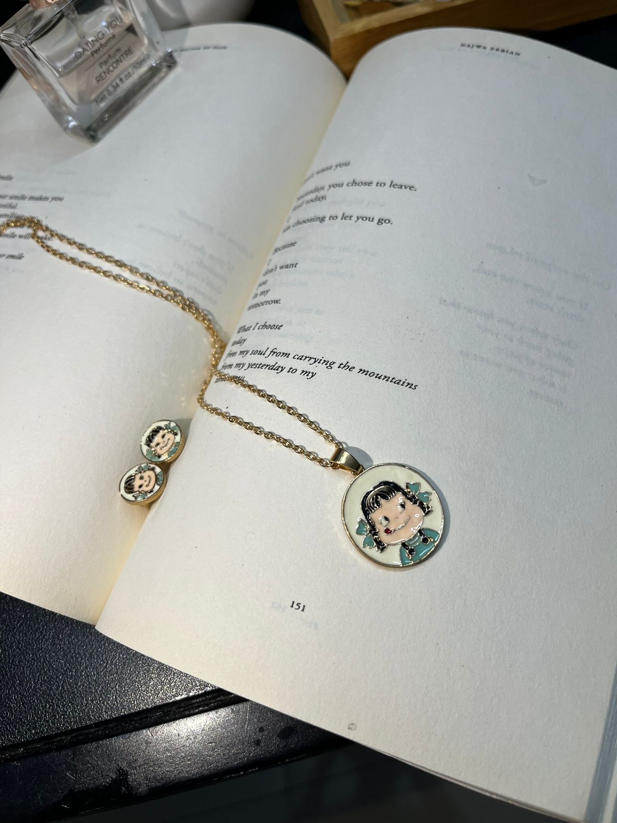 Cute Girl Necklace and Earrings Set