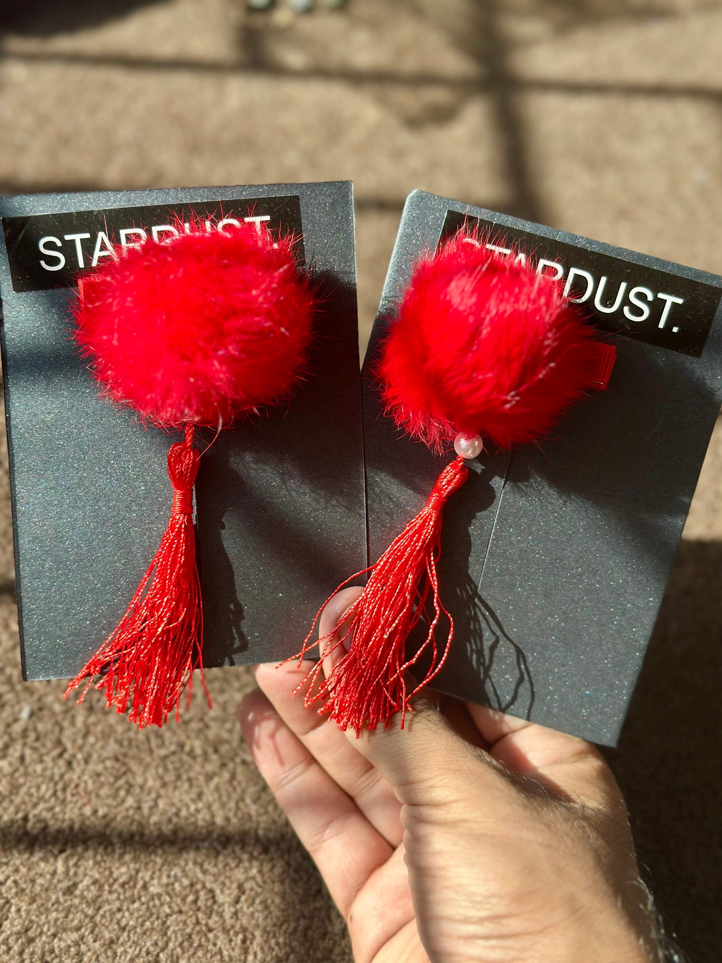 RED Pom Pom Clipons Pair🔥