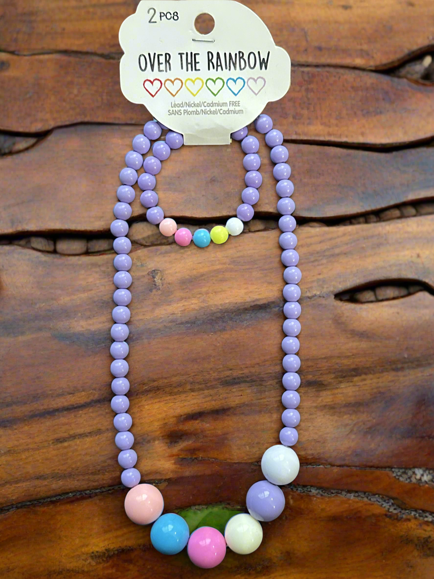 Purple Beaded Necklace and Bracelets Duo🔥