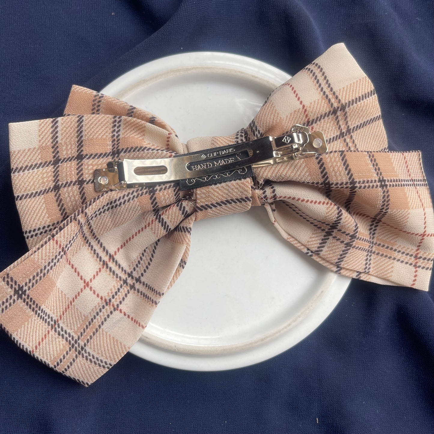 Triple layered checkered chiffon bow