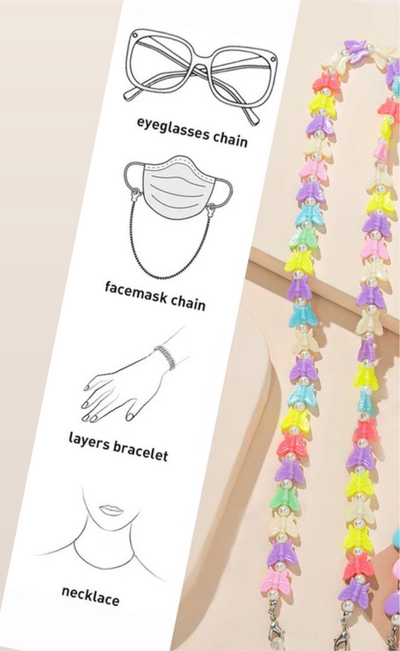Funky Butterfly Glasses Chain