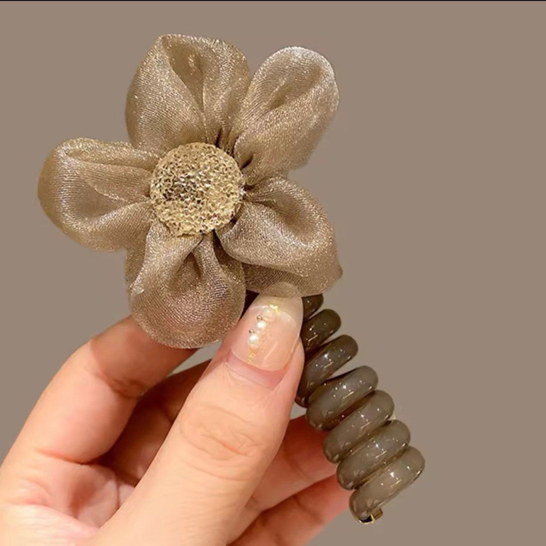 Organza Flower Styling Hair Spiral(single)