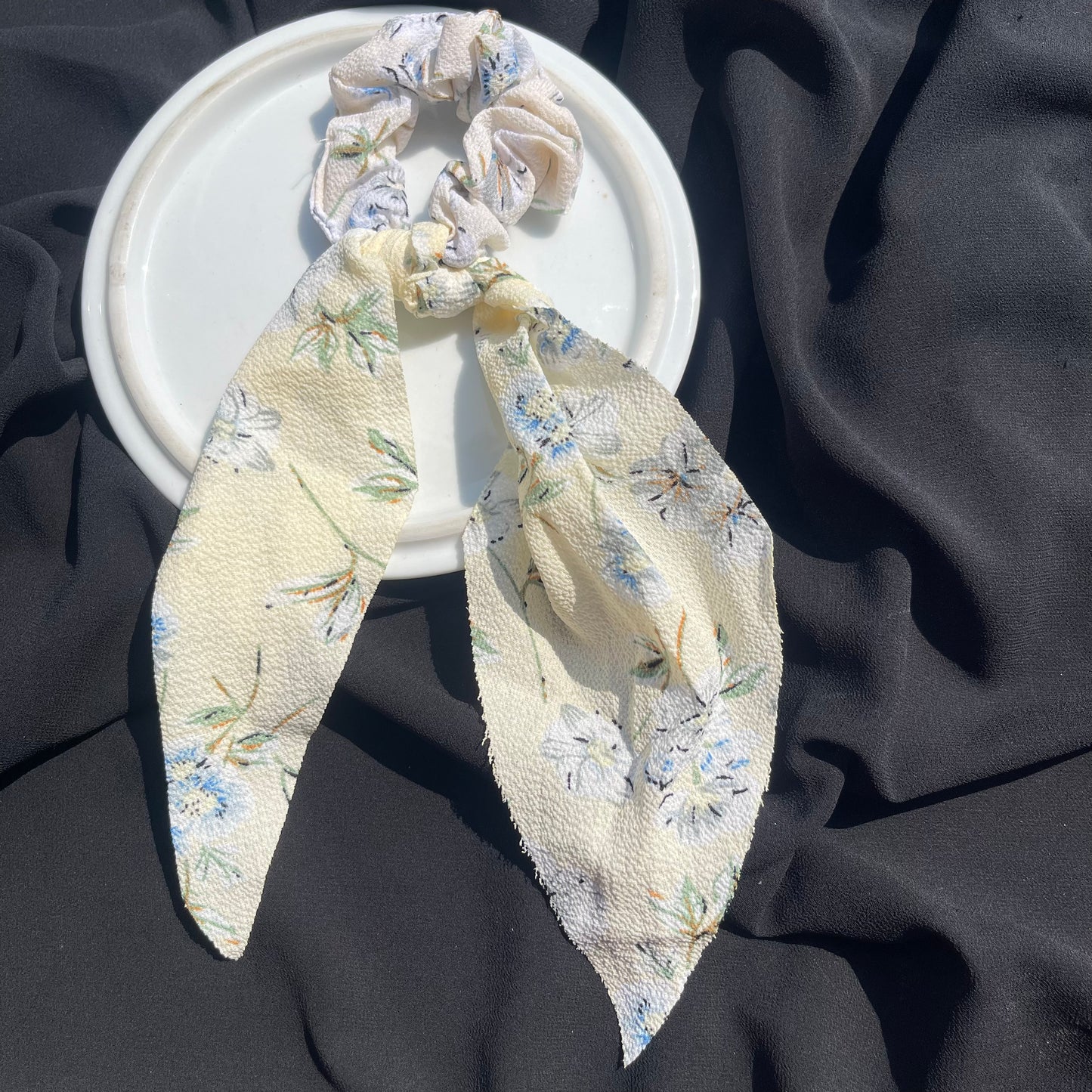 Long tail fabric Scrunchies floral print