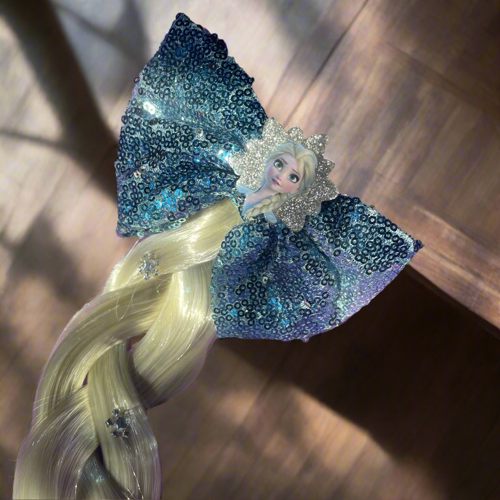 Frozen Sequined Bow Long Hair Extensions🔥