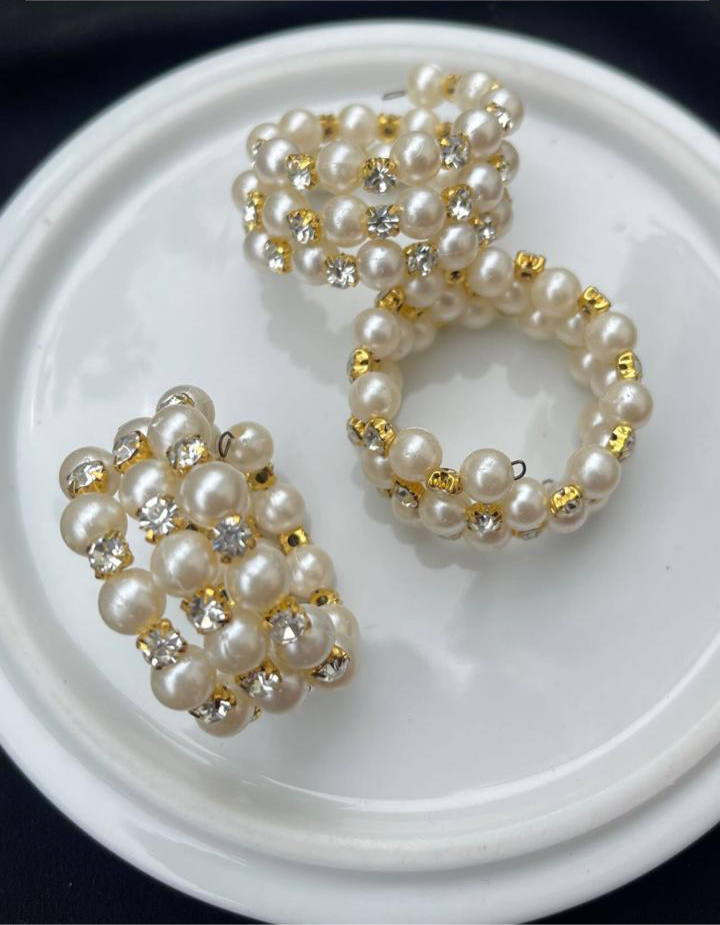 Pearl and Rhinestone Winding Bracelets